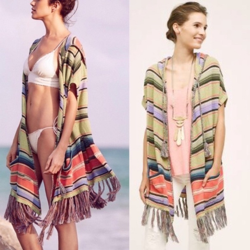 Anthro Moth Calexico Fringe Poncho Sweater